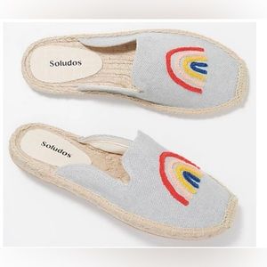 Soludos Embroidered Chambray Espadrille Mule Flats Women’s Size 8